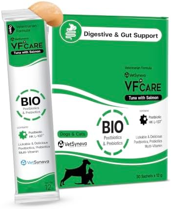 BIO Probiotic & Postbiotic HK L-137 Squeezable Lickable Supplement – Anti-Diarrhea Support for Cats & Dogs, Gut Health Paste with Beta Glucan, FOS Prebiotics, Tuna & Salmon Flavor, 30 Sachets