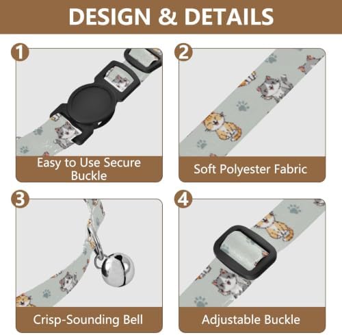 Cute Cartoon Cats Easy to Wear Puppy Collar 2 Pack for Kitten