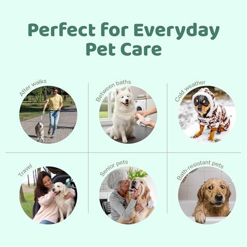 NAVZA® Pet Wipes for Dogs & Cats, 200 Count (2 x 100 Packs), Hypoallergenic Unscented Grooming Wipes for Paws, Butt & Body, Rinse-Free Dog Wipes Daily Cleaning for Sensitive Skin, 20 x 20 cm