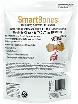 SmartBones Mini Bones Rawhide-Free Dog Treat, Real Peanut Butter, 32 Count