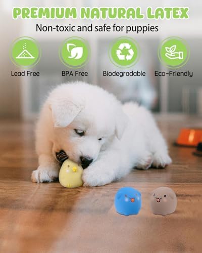 SCHITEC Dog Toys Squeaky, Interactive Animal Puppy Toy Pack, Cute Latex Rubber Squeak Pet Balls for Puppies Mini Small Breed Dogs