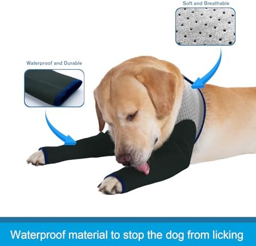 Coodeo Dog Recovery Sleeves, Cone Collar Alternative, Abrasion Resistant Dog Recovery Suit, Washable 2.5mm Thick and Waterproof, Pet Wounds Prevent Licking, Biting (Grey, 2XL)