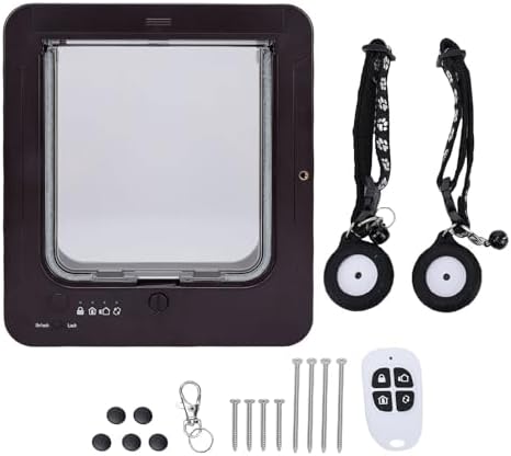 Smart Pet Door, Easy Installation Smart Sensor Dog Door with Collar and Remote Control, Pet for Kitty, Kittens, Dog