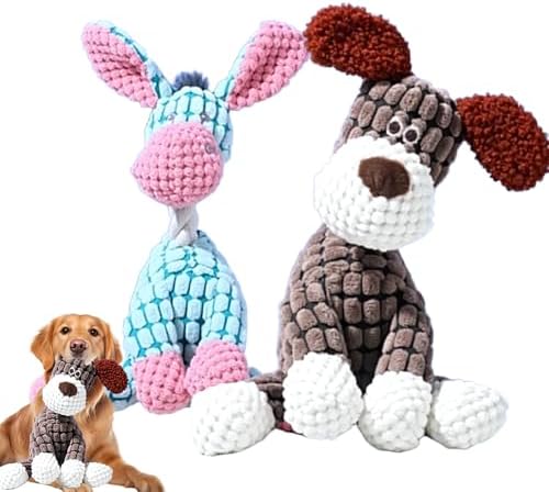 Eadwe 2026 New Dog Toys, Indestructible Plush Dog Toy, Dogs Toys for Aggressive Chewers, Dogs Squeaky Chew Toy for Indoor Pups Teething (F)