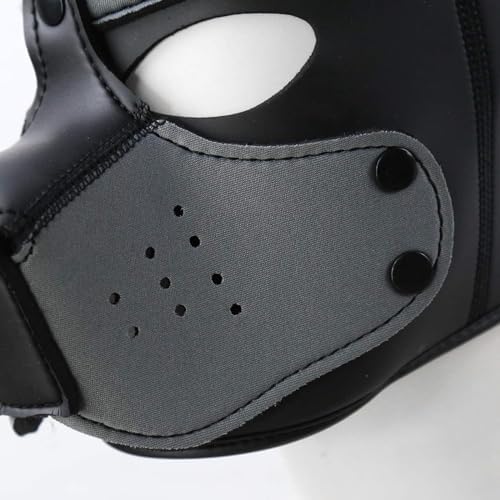 Adults Neoprene Puppy Hood Mask, Cosplay Dog Full Face Pup Hood Mask for Role Play and Costume Parties