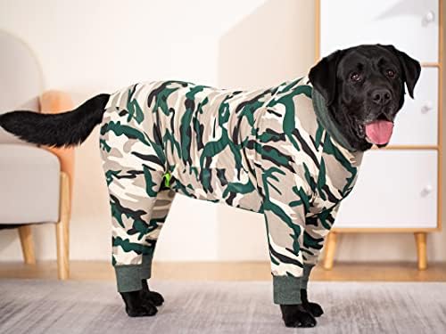 Dog Surgery Recovery Suit Female Male for Dogs After Surgery Medium Large Dogs Onesie Dog Pajamas Pjs Clothes (Green Camo, 32 (Chest 32.28 in | Backlength 22.05 in))