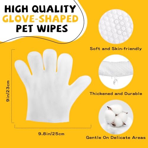 Pet Glove Wipes for Dogs & Cats, Hypoallergenic Large Size 9 x 9.8 inch