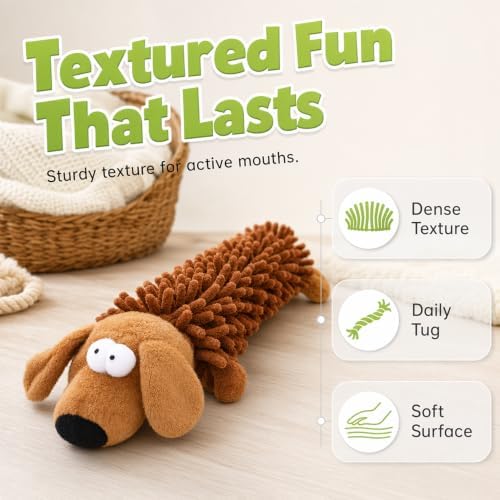 Indestructible Tough Plush Squeaky Dog Toy for Aggressive Chewers，Yellow