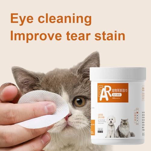 Veterinary Pet Eye Cleaner Wipes - Extra Gentle Nonwoven for Tear Stain Prevention, Enzyme-Powered Ear Debris & Mucus Remover, Daily Use 220-Pack