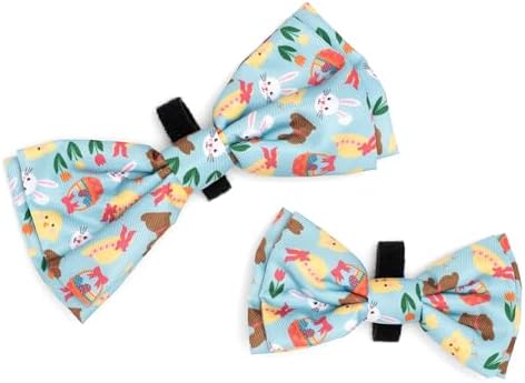 THE WORTHY DOG Spring Patterns Pet Bow Ties for Dogs & Cats, Hoppy Easter