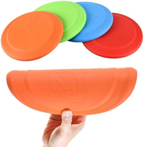 Dog Flying Disc - Durable Rubber Dog Toy for Fetch - Interactive Lightweight Flyer Dog Toys for Outdoor Playtime - Safer Disc for Healthy Activity - for Medium/Large Dogs (Orange)