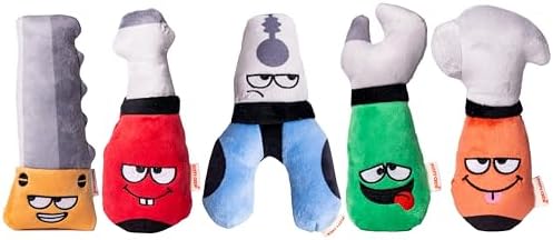 Squeaky Dog Plush Toy, Tools Bite_Stick Collection, 8", for Small and Medium Dogs (5 in 1, Small)