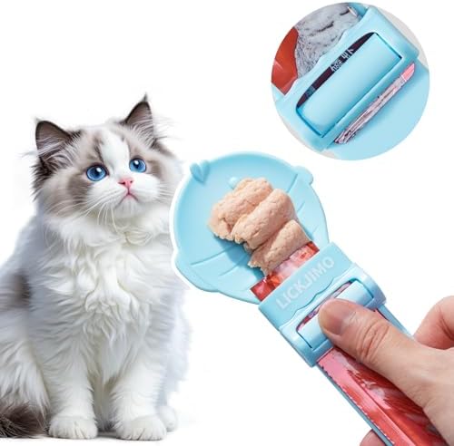 LICKJIMO-2PCS Cat Treat Spoon with Roller Squeezer,Churu Spoon