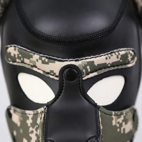 Adults Neoprene Puppy Hood Mask, Cosplay Dog Full Face Pup Hood Mask for Role Play and Costume Parties