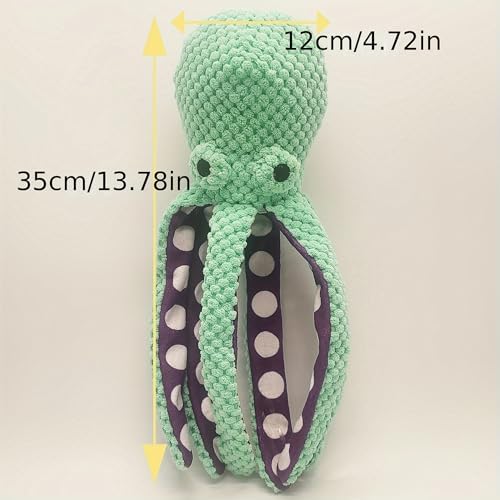 Plush Interactive Dog Toy Octopus-Shaped Plush Dog Sound Toy Indestructible Toy with Built-in Squeaker for Boredom Relief Durable, Chew-Resistant Dog Teething and Chew Toys (Purple)