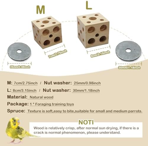 QBLEEV Bird Wooden Block Puzzle Parrot Chicken Foraging Toys, Small Animal Shredding Teething Parakeet Cockatiel Conure Budgie Cage Toys