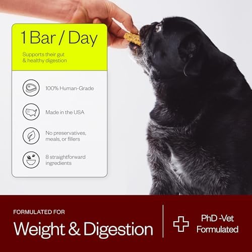 Maev Weight & Digestion Supplement Bars for Dogs, with Probiotics, 30 Count (Pack of 2)