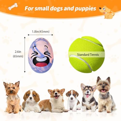 Squeaky Dog Toys for Puppy Small Dogs, 3 Pack Soft Latex Rubber Dog Chew Toy with Squeaker, Smile Face Dog Squeaky Balls for Interactive Play & Training