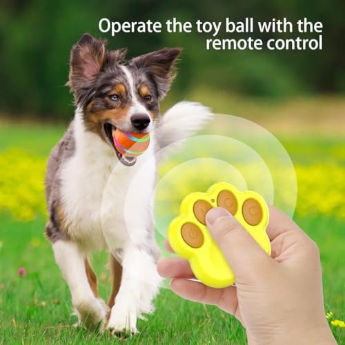 Ball Toy for Dogs, Waterproof Interactive Dog Toys Ball, Automatic Moving Dog Toy for Keep Them Busy, Remote Control Shaking Pet Balls, USB Rechargeable (Yellow,No Remote Control)
