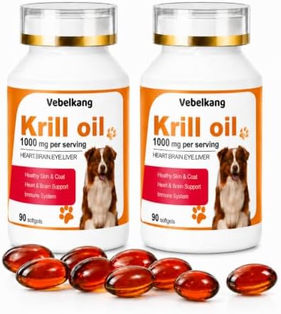 Krill Oil Omega 3 Supplement for Dogs, 180 Softgels
