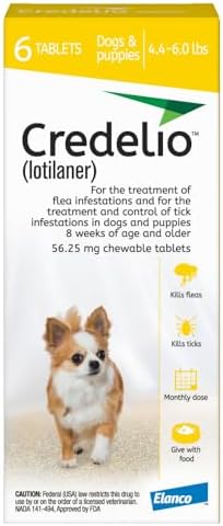 Credelio (lotilaner) Tick & Flea Treatment for Dogs 4.4-6 lbs., 6ct