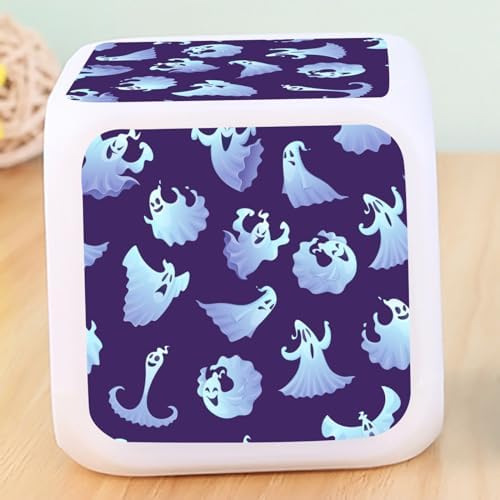 Digital Alarm Clock,Halloween Cartoon Ghosts 7 Color Change LED Digital Alarm Clock with Date Thermometer for Toddlers,Girls and Boys