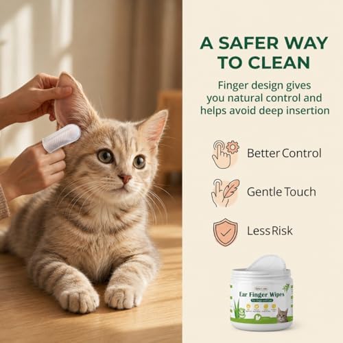 Dog Ear Wipes, 150 Count Finger Wipes, Alcohol-Free