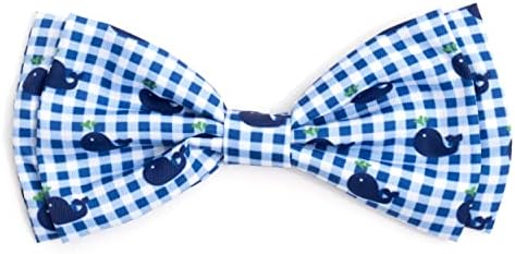 THE WORTHY DOG Everyday Patterned Pet Bow Ties for Dogs & Cats, Whales