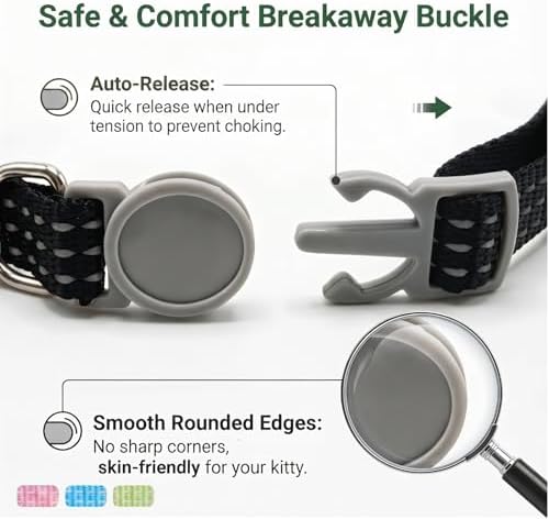 AirTag Cat Collar, Breakaway Reflective Adjustable Kitten Collar