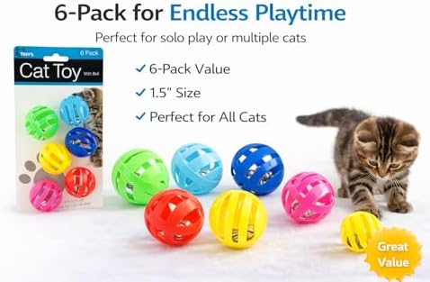 bulk buys Balls with Bells Cat Toys Set, Medium Breeds
