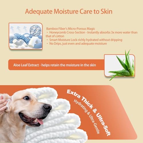Pet Wipes for Dogs & Cats 100% Bamboo Grooming Wipes, 400 Count Bulk Family Pack | Alcohol-Free, Fragrance-Free 8 x 8 in Plant-Based Wipes for Paws, Body, Face & Rear | Lab-Tested