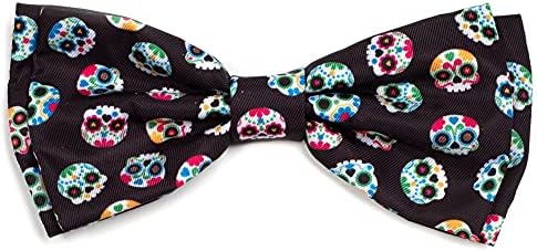 THE WORTHY DOG Halloween Patterns Pet Bow Ties for Dogs & Cats, Skeletons