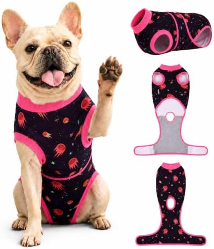 PetWarm Surgical Suit for Dogs, Recovery Suit for Dogs, Galaxy, Orange, XS