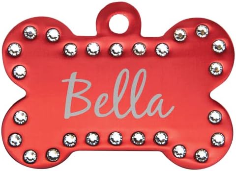 Signature Custom Laser Engraved Anodized Aluminum Pet ID Tags (Purple, Crystal Bone 1 1/2" x 1")