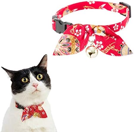 Necoichi Kimono Ribbon Cat Collar (Red)
