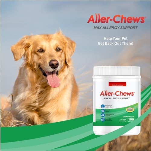 Aller-Chews Max Allergy Support for Dogs - Maintains Skin and Coat - Supports Immune System - Turmeric and Wild Alaskan Salmon Oil - Chicken Flavor - 100 Soft Chews