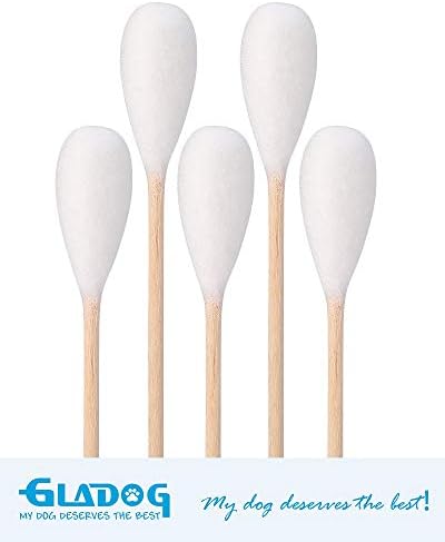 GLADOG 6 Inch Professional Large Cotton Buds for Dogs, Specially Designed Dog Cotton Buds with Wood Handle, Large Means Safe