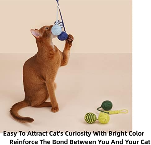 Cat Toy Sisal Ball Hanging Cat Toy Handmade Cat Rope Ball Chew Eco-Friendly Toy Pets Interactive Toy Cat Toys for Indoor Cats (Green, 1pcs)