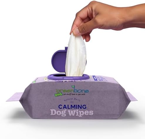 Greenbone Pet Dog Wipes French Lavender Natural for Grooming Paws, Body and Butt, Cleaning Deodorizing