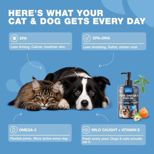 Fish Oil for Dogs,Cats - Omega 3 Salmon Oil for Itchy Skin & Shedding