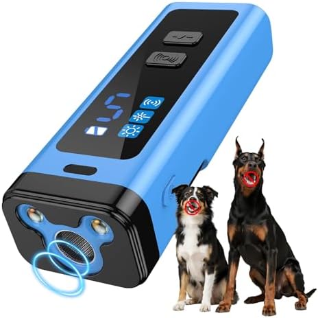 SAMULE Anti Barking Control Device, Ultrasonic Dog Bark Deterrent Device 30 FT Barkshield for Dogs Handheld LED Puppy Training Tools with 5 Modes & USB-C Rechargeable for Indoor & Outdoor Use