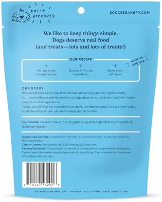 Bocce's Bakery Chick'n Kettlebells Protein Jerky Dog Treats, Chicken (5 oz)