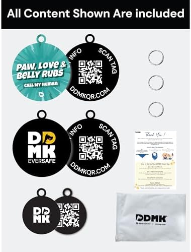 DDMK Smart Pet Tag Set | Includes 3 Tags | QR Code for Instant Alerts | Custom Pet Profiles | Durable & Waterproof | No Subscriptions or Fees |46-PAW Love Belly RUBS