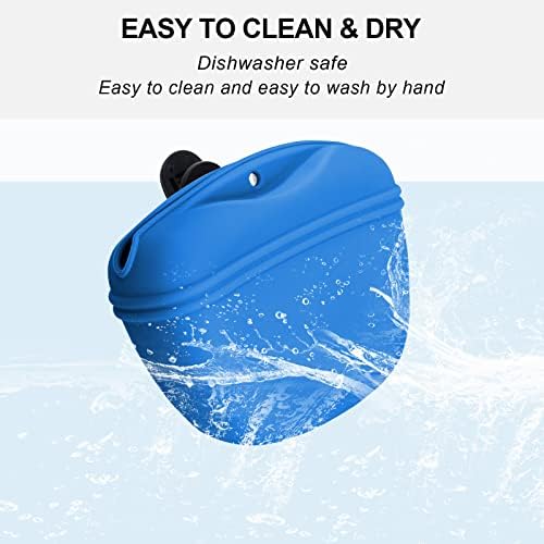 Left&Right Dog Clicker Training Kit,Silicone Dog Training Treat Pouch and Dog Clickers,Dog Treat Bag with Clicker Training for Dogs,Pet Treat Bag with Magnetic Buckle Closing and Waist Clip,Navy Blue