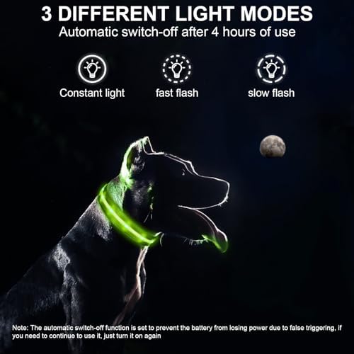 CHUKCHI LED Dog Collar Rechargeable,Waterproof Flashing Collar,Light Up Glow Collar, Adjustable Soft Safety Light Up for Small Medium Large Dogs Walking Camping at Night (Green-M)