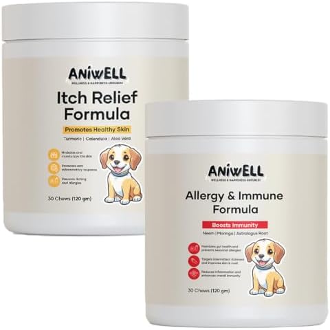 Itch & Allergy Combo for Dogs | Itch Relief Chews + Immune Support | Borage Oil, Vitamin E, Krill Oil | Seasonal Allergy Dog Supplement