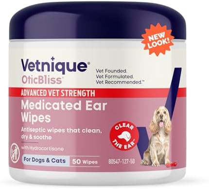Vetnique Oticbliss Dog Allergy Ear Drops & Medicated Ear Wipes Bundle
