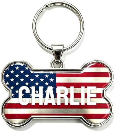 HSIAHOU Custom Pet ID Tags, Personalized Aluminum Cat Tag Dog Tag (America)