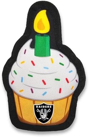 NFL LAS Vegas Raiders Dog Birthday Party Set 8pcs with 1 Football Bandana Large/X-Large, 1 Birthday Cake Toy & 6 B-Day Balloons, Dog Birthday Set, Costume, Fun Doggie Party Accesories