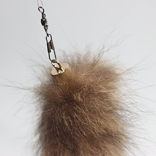 Fosrion Real Raccoon Tail Fur Cat Bites Toy with Three Section Retractable Carbon Fiber Rod (Raccoon, Only Tail)